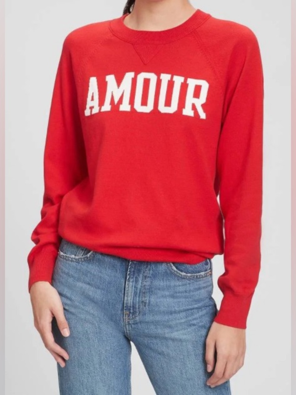 GAP - NEW - Red Sweater with White 'AMOUR' Logo